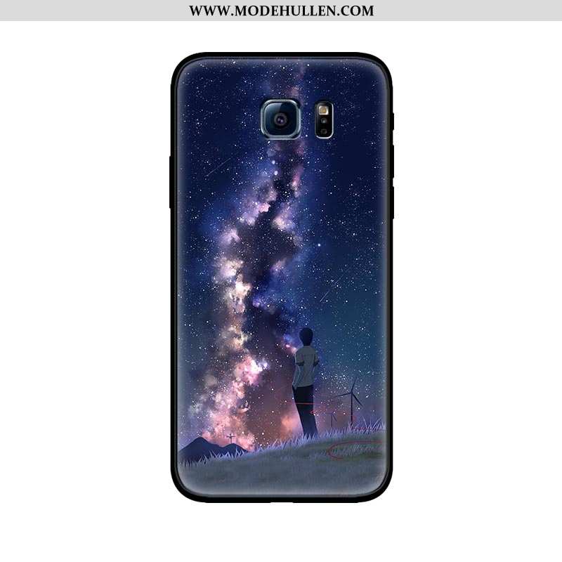 Hülle Samsung Galaxy S6 Edge Karikatur Nette Anti-sturz Handy Weiche Nubuck Schwarz