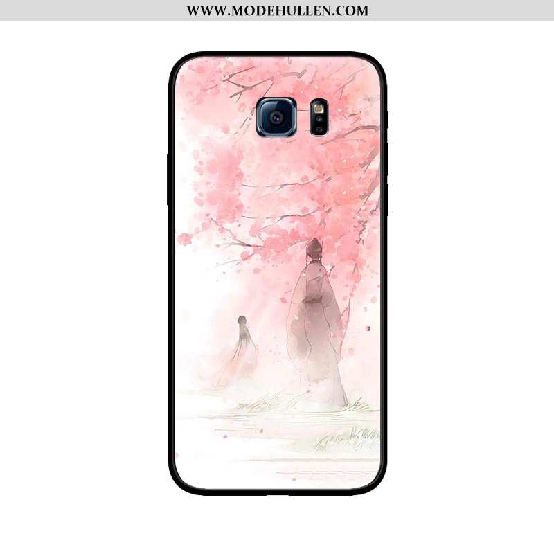 Hülle Samsung Galaxy S6 Edge Karikatur Nette Anti-sturz Handy Weiche Nubuck Schwarz