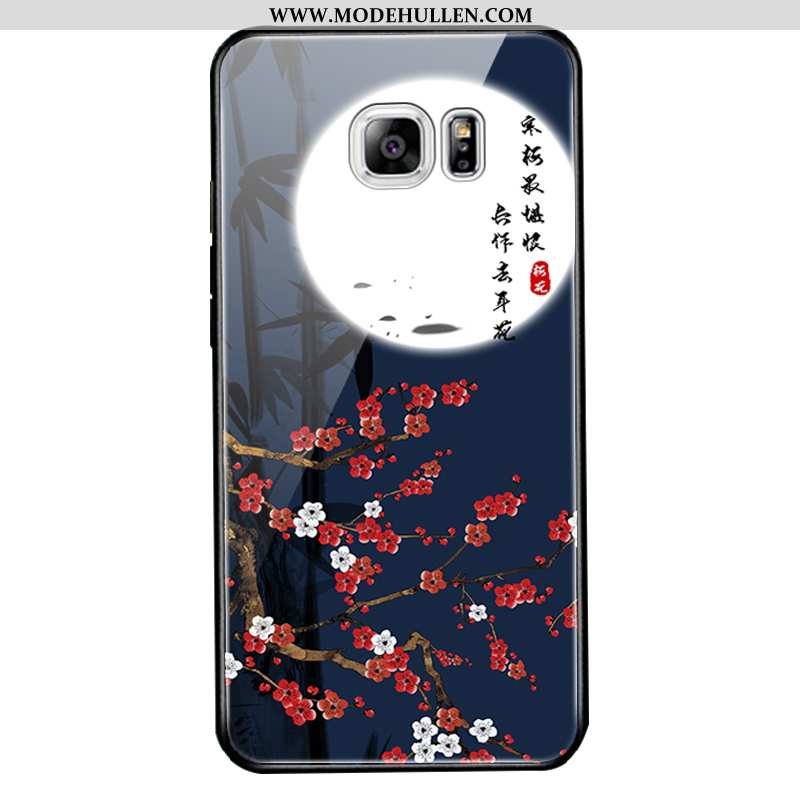 Hülle Samsung Galaxy S6 Edge Karikatur Schutz Neu Spiegel Glas Sterne Dunkelblau