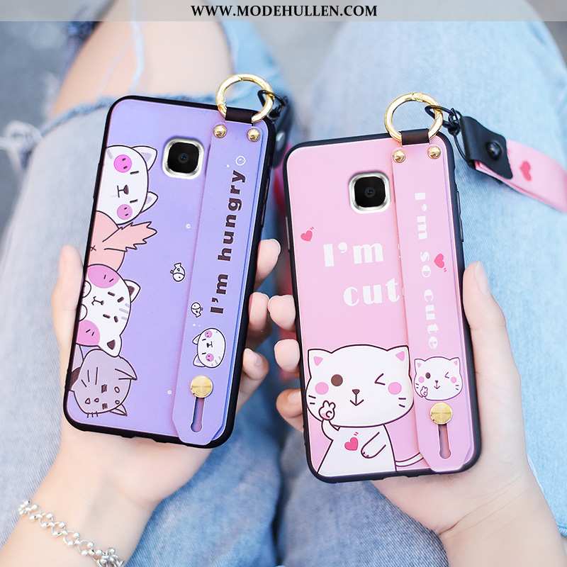 Hülle Samsung Galaxy S6 Edge Nette Hängender Hals Silikon Leichtgewicht Case Handy Lila