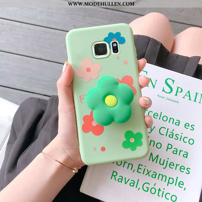 Hülle Samsung Galaxy S6 Edge Persönlichkeit Karikatur Nette Sterne Blumen Trend Gemalt Grün