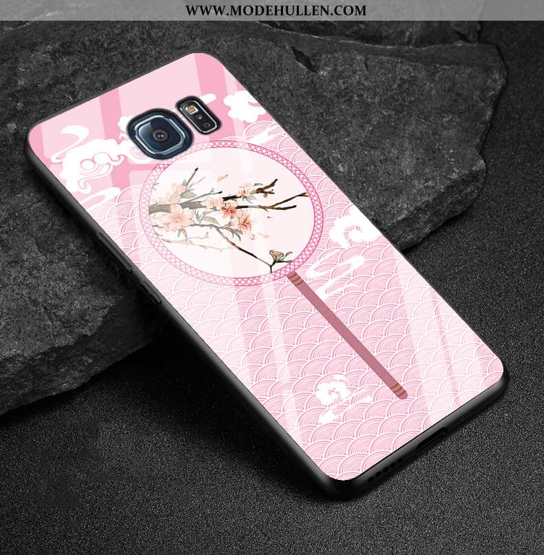 Hülle Samsung Galaxy S6 Edge Schutz Glas Weiß Handy Sterne Case Weiße