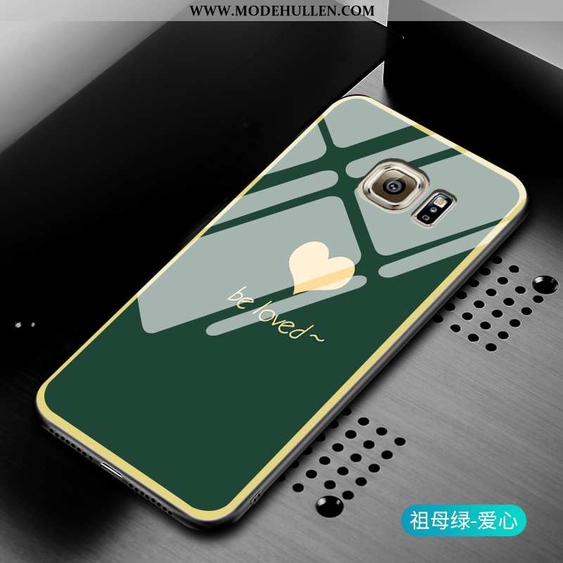 Hülle Samsung Galaxy S6 Edge Silikon Schutz Case Glas Alles Inklusive Mode Liebe Grün