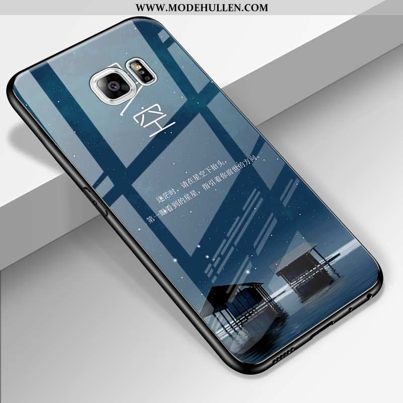 Hülle Samsung Galaxy S6 Edge Silikon Schutz Sterne Handy Einfassung Case Kreativ Dunkelblau