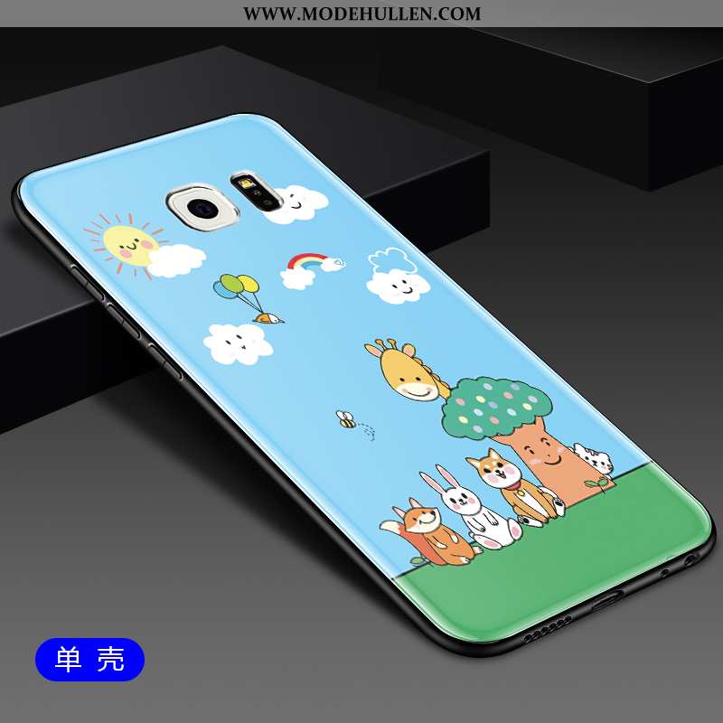 Hülle Samsung Galaxy S6 Glas Mode Weiß Tier Schutz Sterne Persönlichkeit Weiße
