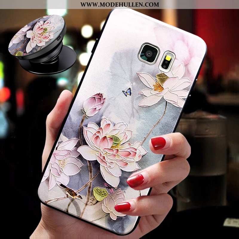 Hülle Samsung Galaxy S6 Silikon Schutz Case Trend Sterne Handy Super Rosa