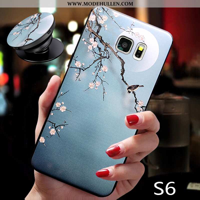 Hülle Samsung Galaxy S6 Silikon Schutz Case Trend Sterne Handy Super Rosa