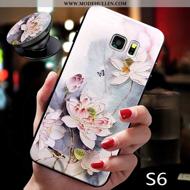 Hülle Samsung Galaxy S6 Silikon Schutz Case Trend Sterne Handy Super Rosa