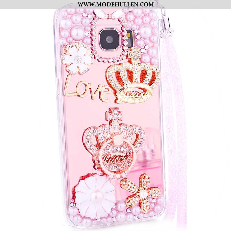 Hülle Samsung Galaxy S6 Weiche Silikon Handy Rosa Sterne Case