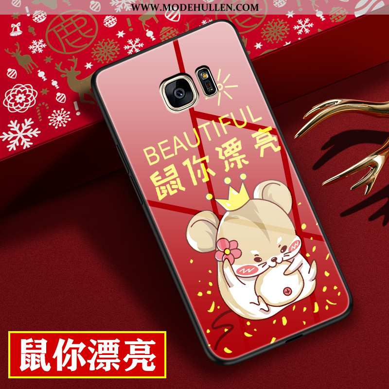 Hülle Samsung Galaxy S7 Edge Kreativ Karikatur Chinesische Art Trend Alles Inklusive Rot Rote