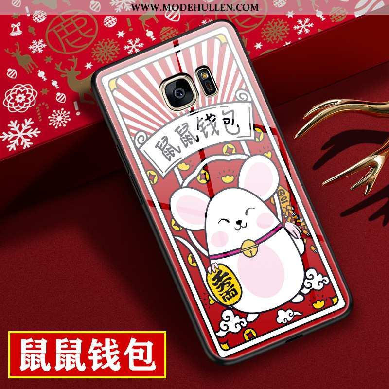 Hülle Samsung Galaxy S7 Edge Kreativ Karikatur Chinesische Art Trend Alles Inklusive Rot Rote