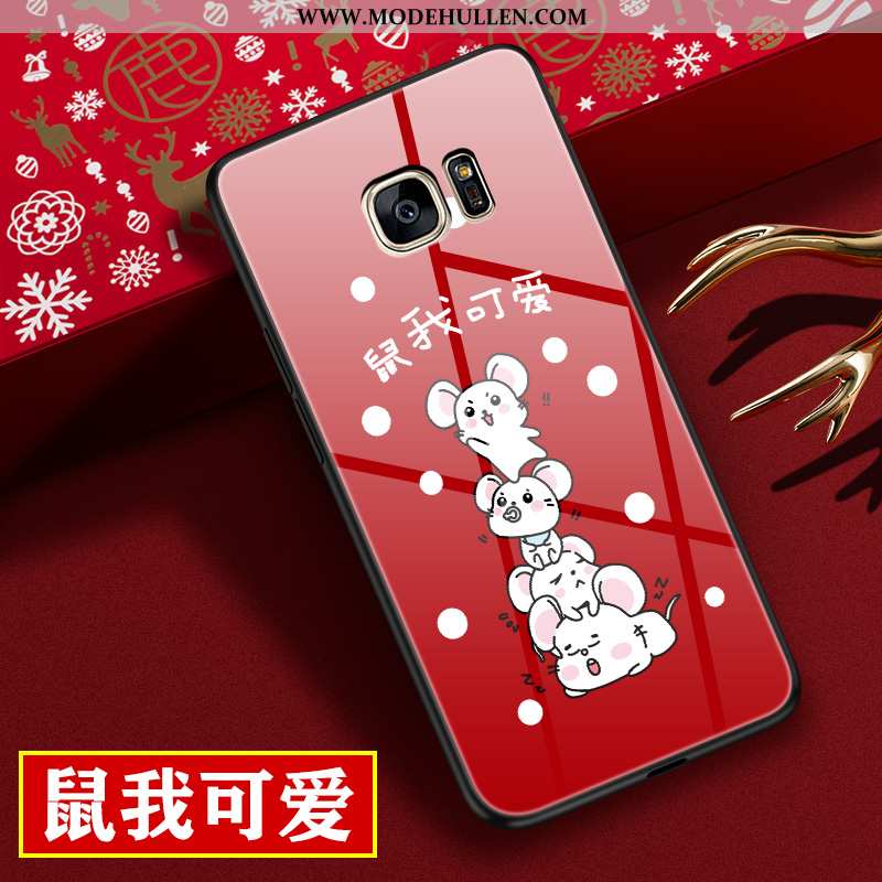 Hülle Samsung Galaxy S7 Edge Kreativ Karikatur Chinesische Art Trend Alles Inklusive Rot Rote