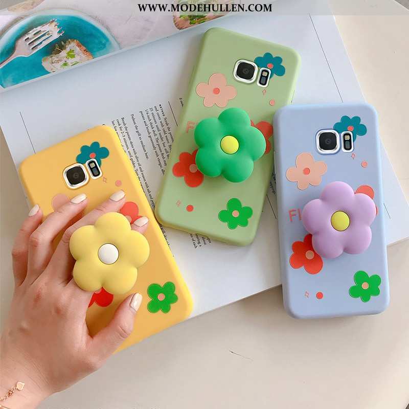 Hülle Samsung Galaxy S7 Edge Persönlichkeit Karikatur Nette Handy Blumen Case Sterne Grün