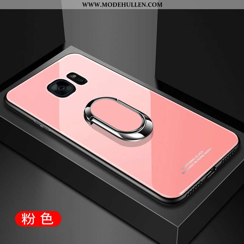 Hülle Samsung Galaxy S7 Edge Schutz Glas Handy Rot Case Rote