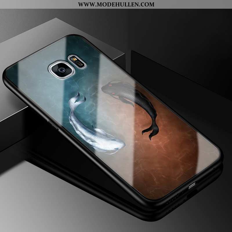 Hülle Samsung Galaxy S7 Edge Schutz Glas Sterne Karikatur Silikon Alles Inklusive Handy Lila