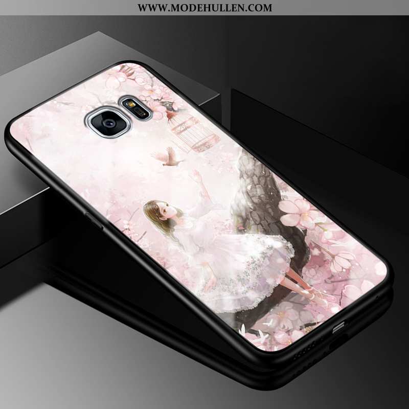 Hülle Samsung Galaxy S7 Edge Schutz Glas Sterne Karikatur Silikon Alles Inklusive Handy Lila