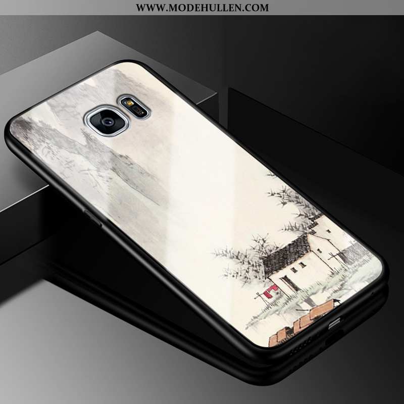 Hülle Samsung Galaxy S7 Edge Schutz Glas Sterne Karikatur Silikon Alles Inklusive Handy Lila
