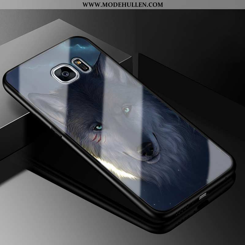 Hülle Samsung Galaxy S7 Edge Schutz Glas Sterne Karikatur Silikon Alles Inklusive Handy Lila