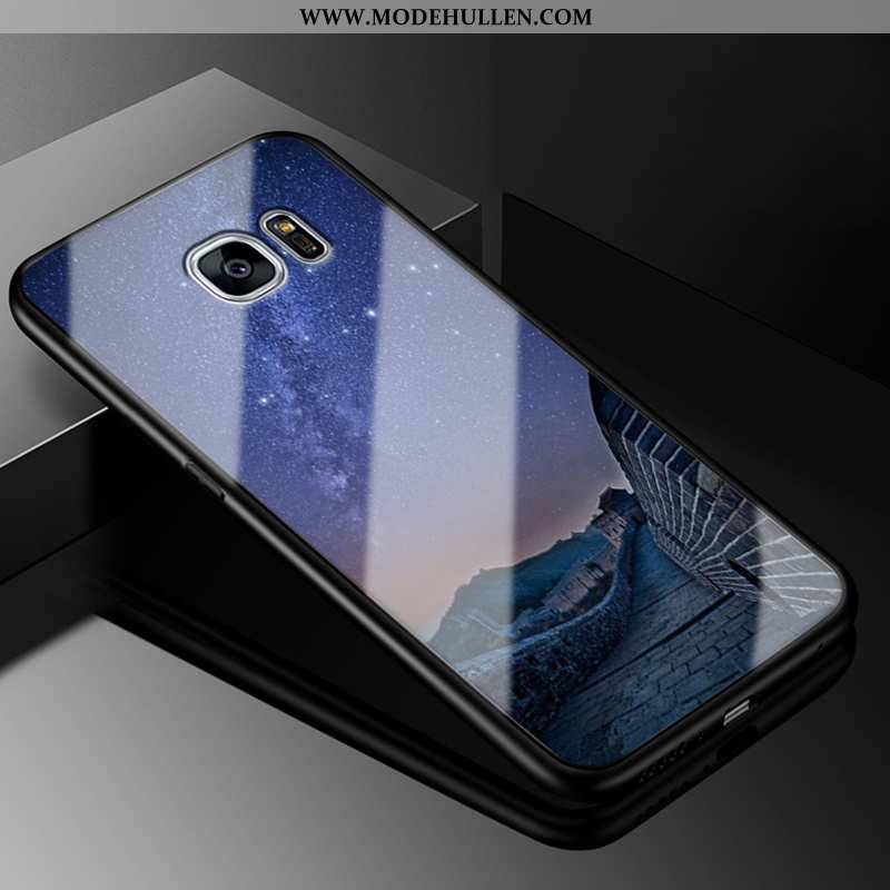 Hülle Samsung Galaxy S7 Edge Schutz Glas Sterne Karikatur Silikon Alles Inklusive Handy Lila