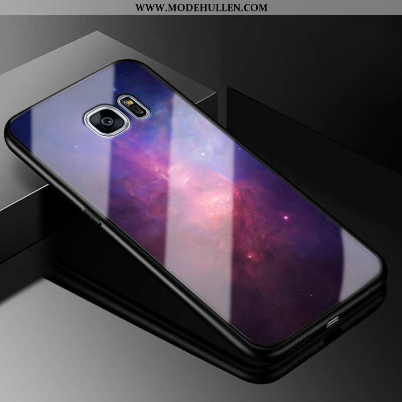 Hülle Samsung Galaxy S7 Edge Schutz Glas Sterne Karikatur Silikon Alles Inklusive Handy Lila