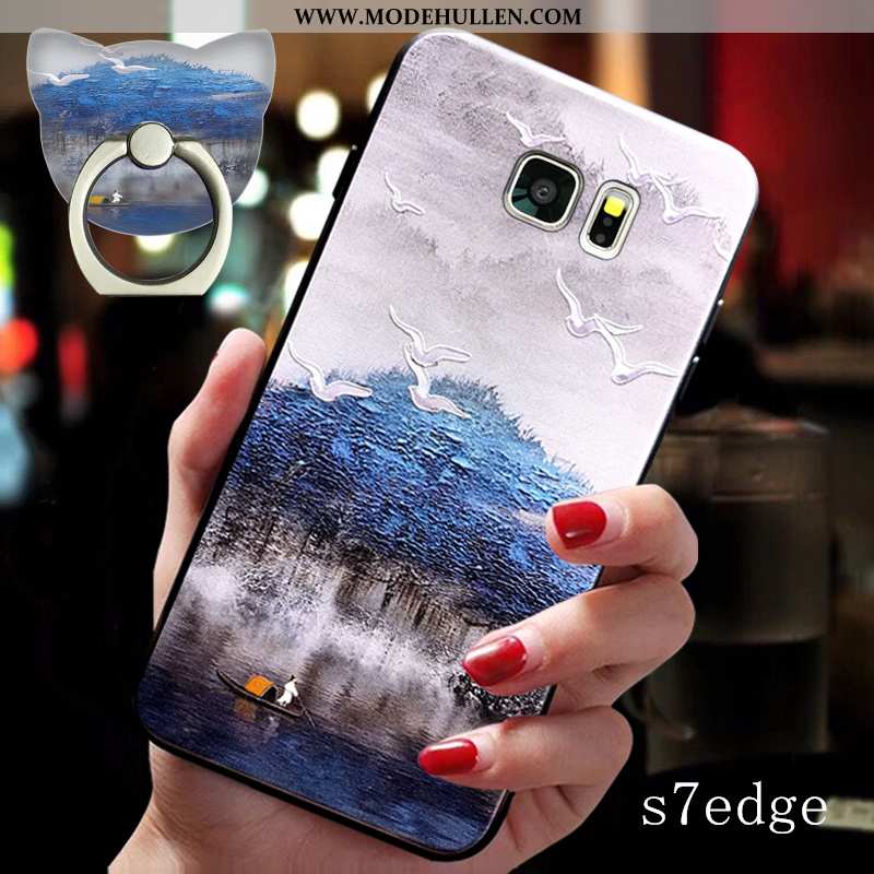 Hülle Samsung Galaxy S7 Edge Trend Super Blau Sterne Schnalle Weiche Hängende Verzierungen
