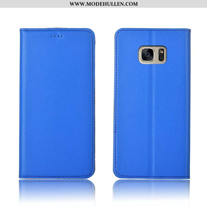 Hülle Samsung Galaxy S7 Edge Weiche Silikon Blau Neu Schutz Clamshell Lederhülle