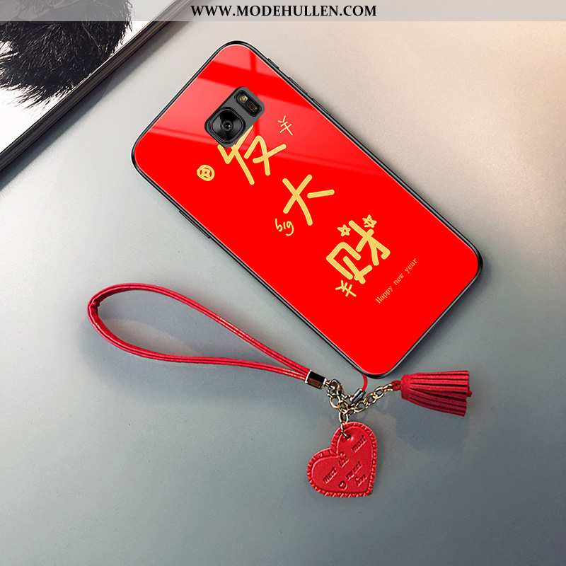 Hülle Samsung Galaxy S7 Glas Kreativ Sterne Trend Case Handy Rote
