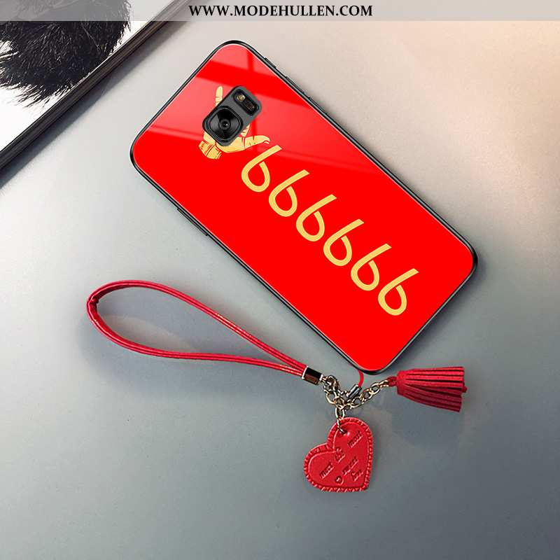 Hülle Samsung Galaxy S7 Glas Kreativ Sterne Trend Case Handy Rote