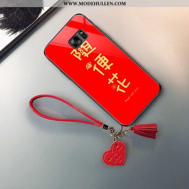 Hülle Samsung Galaxy S7 Glas Kreativ Sterne Trend Case Handy Rote