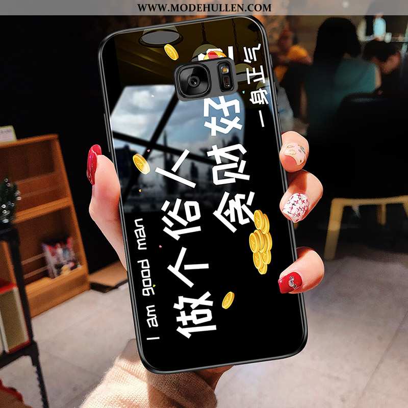 Hülle Samsung Galaxy S7 Glas Persönlichkeit Case Gelb Handy Sterne Gelbe