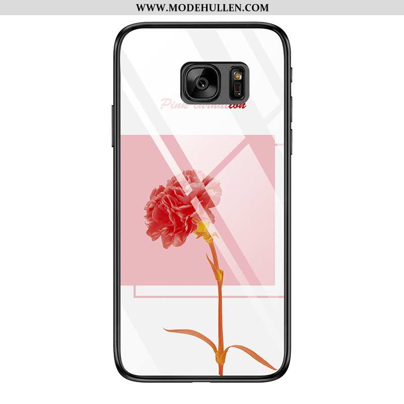 Hülle Samsung Galaxy S7 Glas Weiche Einfassung Rosa Schutz Case