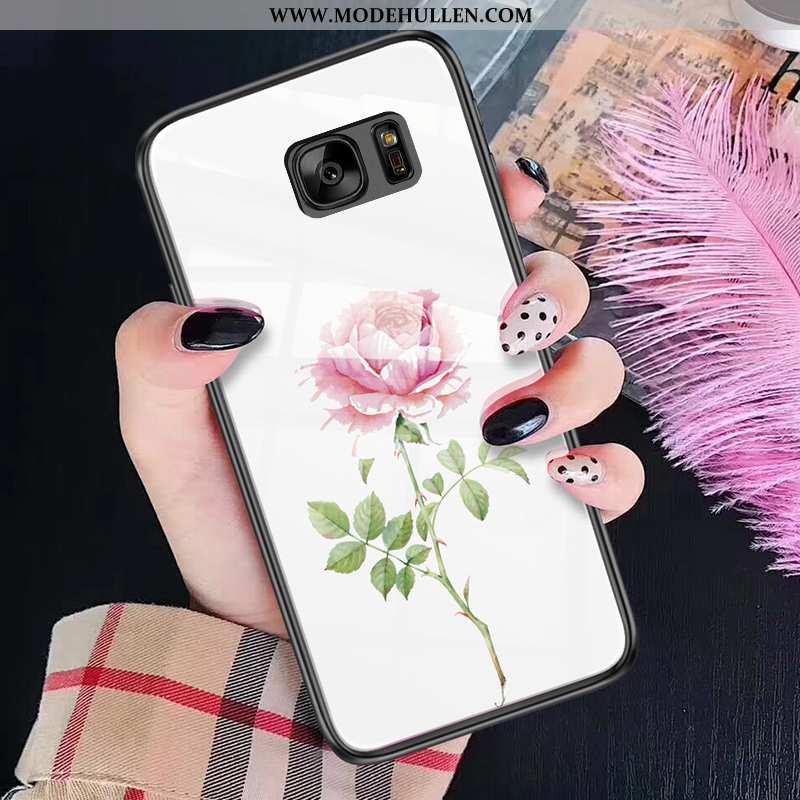 Hülle Samsung Galaxy S7 Glas Weiche Einfassung Rosa Schutz Case