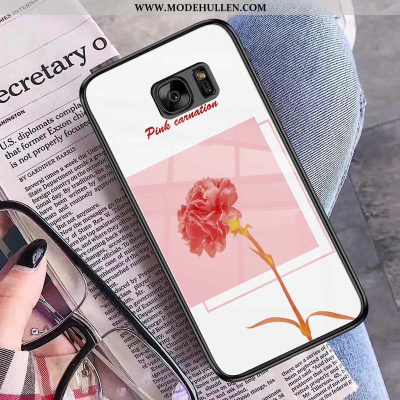 Hülle Samsung Galaxy S7 Glas Weiche Einfassung Rosa Schutz Case