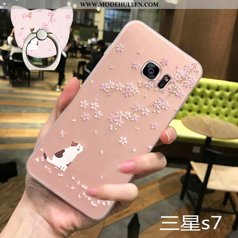 Hülle Samsung Galaxy S7 Kreativ Prägung Frisch Nette Schutz Rosa Wind