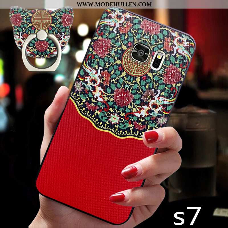Hülle Samsung Galaxy S7 Schutz Hängende Verzierungen Rot Persönlichkeit Schnalle Sterne Grün