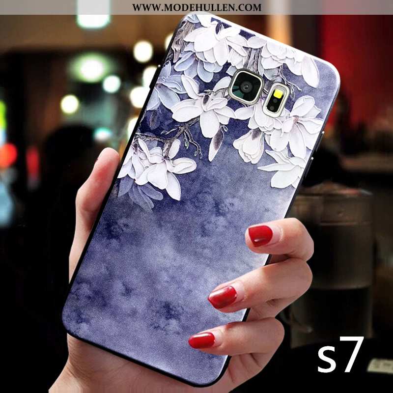Hülle Samsung Galaxy S7 Schutz Persönlichkeit Blau Handy Weiche Sterne