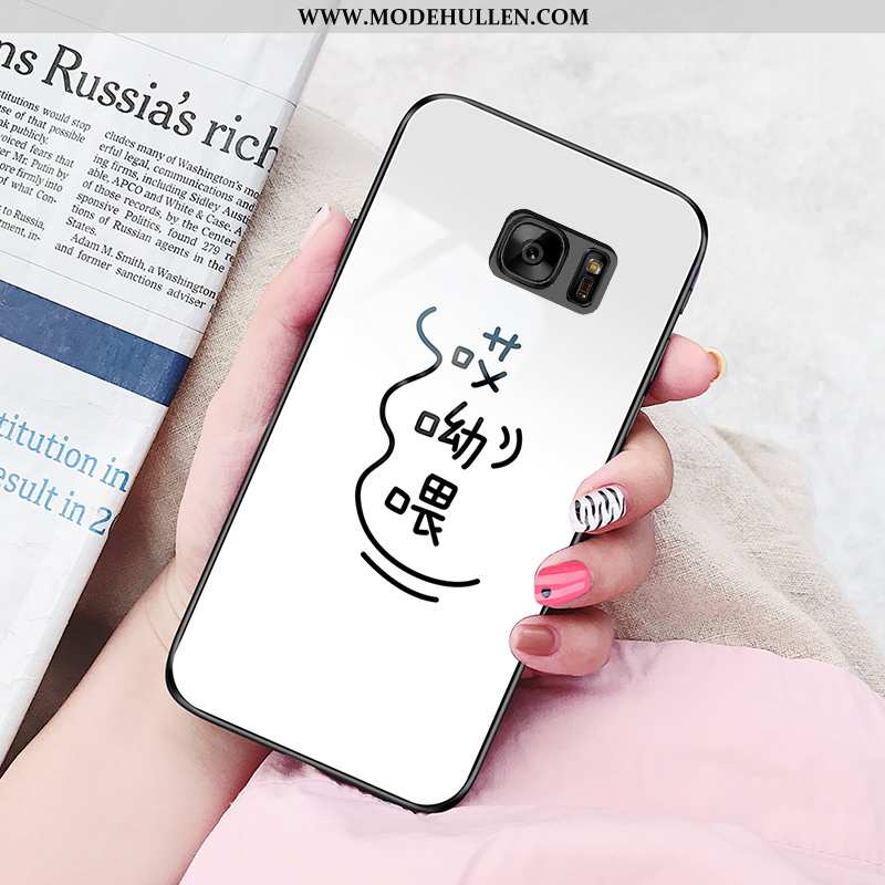 Hülle Samsung Galaxy S7 Silikon Schutz Wind Sterne Weiß Case Glas Weiße