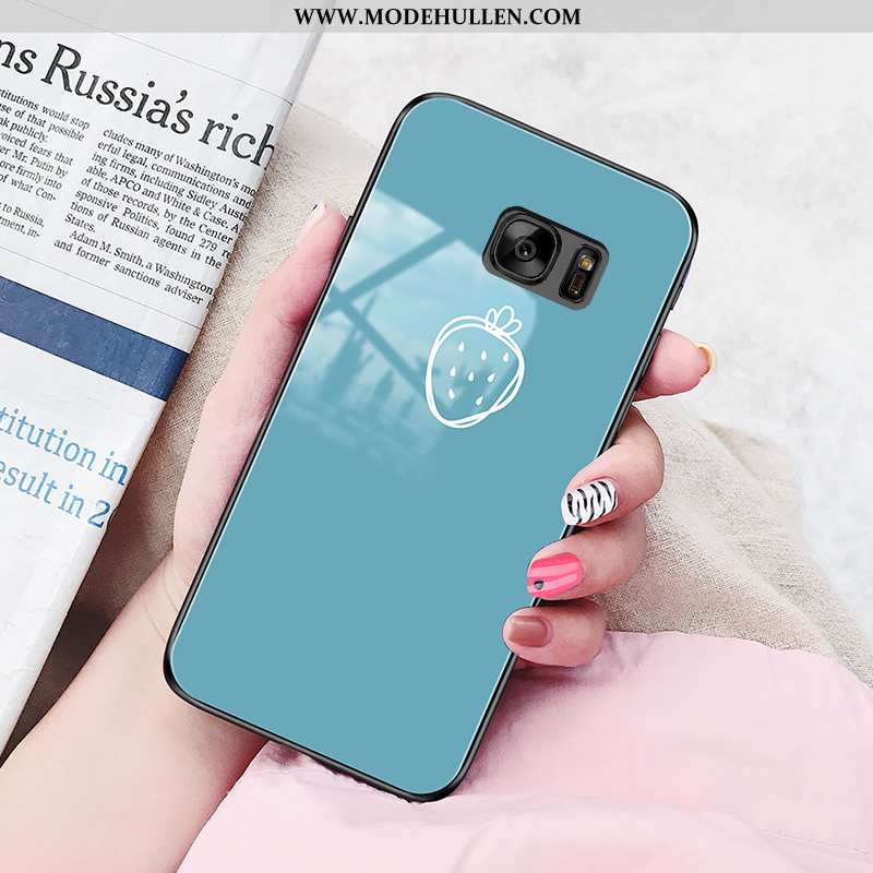 Hülle Samsung Galaxy S7 Silikon Schutz Wind Sterne Weiß Case Glas Weiße