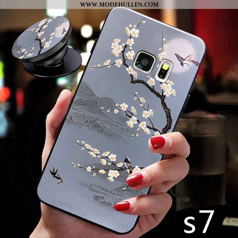 Hülle Samsung Galaxy S7 Weiche Dünne Super Silikon Schutz Grau Case