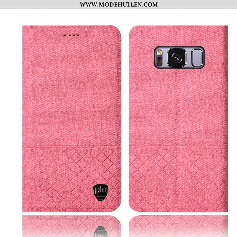 Hülle Samsung Galaxy S8+ Baumwolle Und Leinen Lederhülle Case Anti-sturz Folio Rosa Schutz