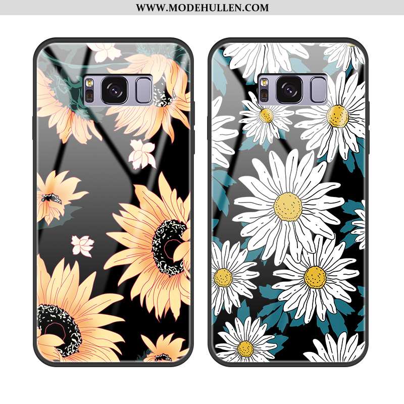 Hülle Samsung Galaxy S8+ Glas Schutz Anti-sturz Einfassung Schwarz Sonnenblume