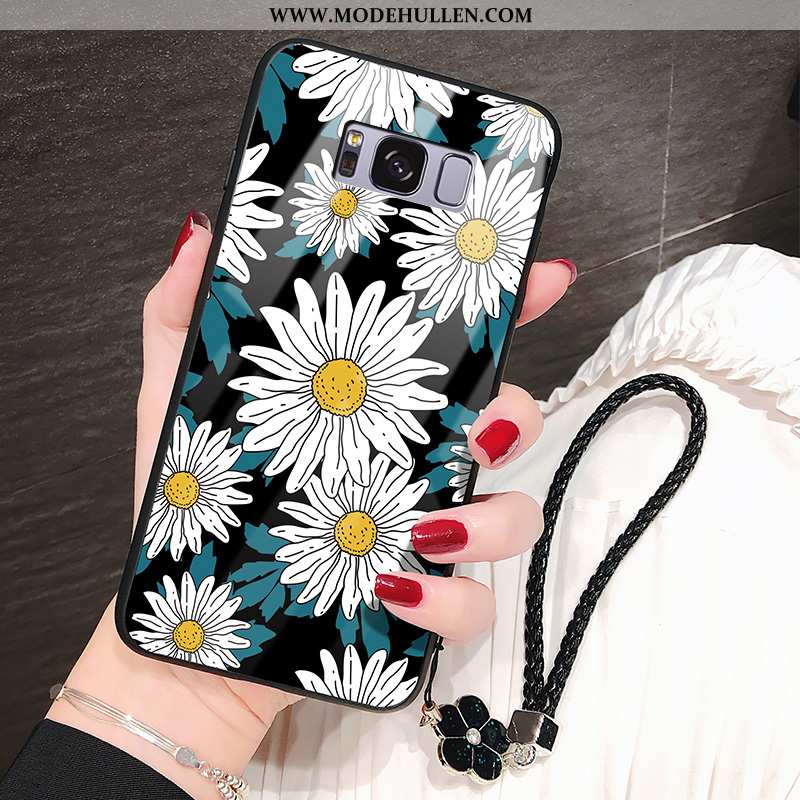 Hülle Samsung Galaxy S8+ Glas Schutz Anti-sturz Einfassung Schwarz Sonnenblume