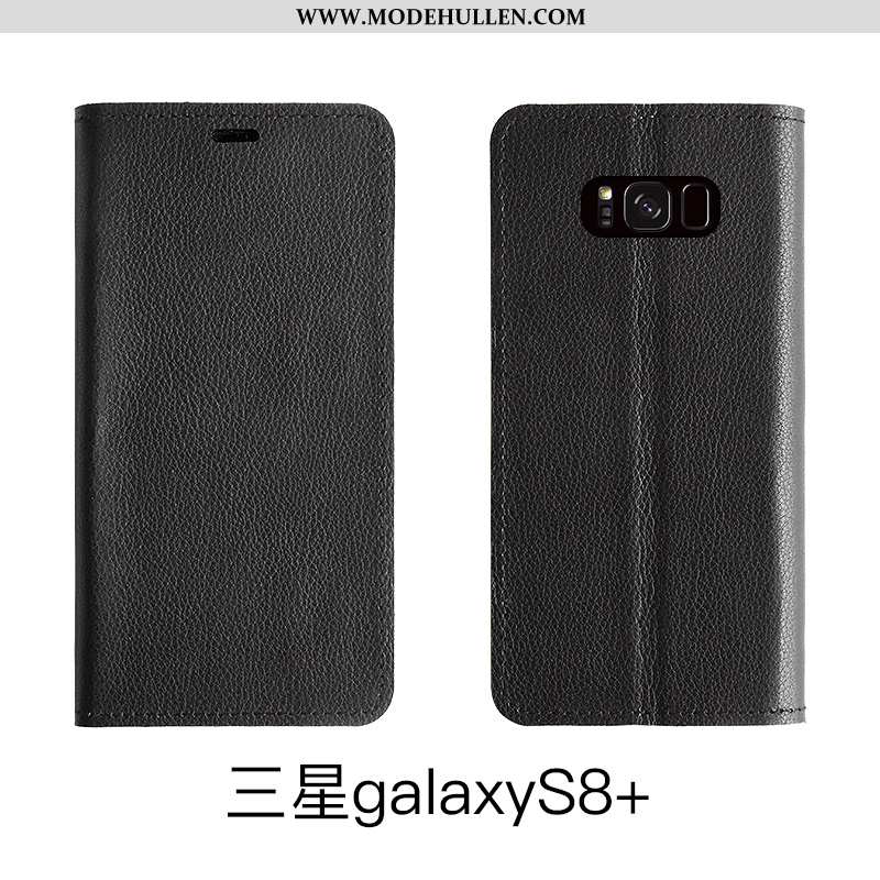 Hülle Samsung Galaxy S8+ Leder Schutz Braun Kuh Echt Leder