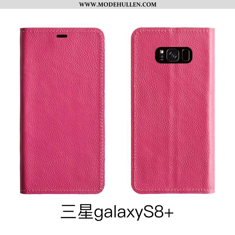 Hülle Samsung Galaxy S8+ Leder Schutz Braun Kuh Echt Leder