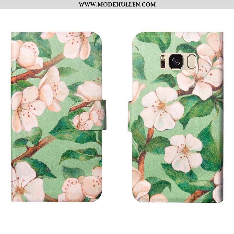 Hülle Samsung Galaxy S8+ Lederhülle Persönlichkeit Grün Blumen Schutz Trend Handy