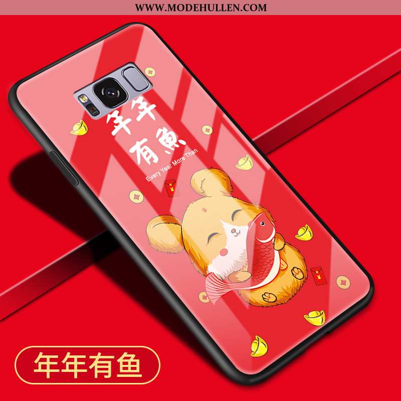 Hülle Samsung Galaxy S8+ Schutz Glas Rot Handy Neu Einfach Case Rote