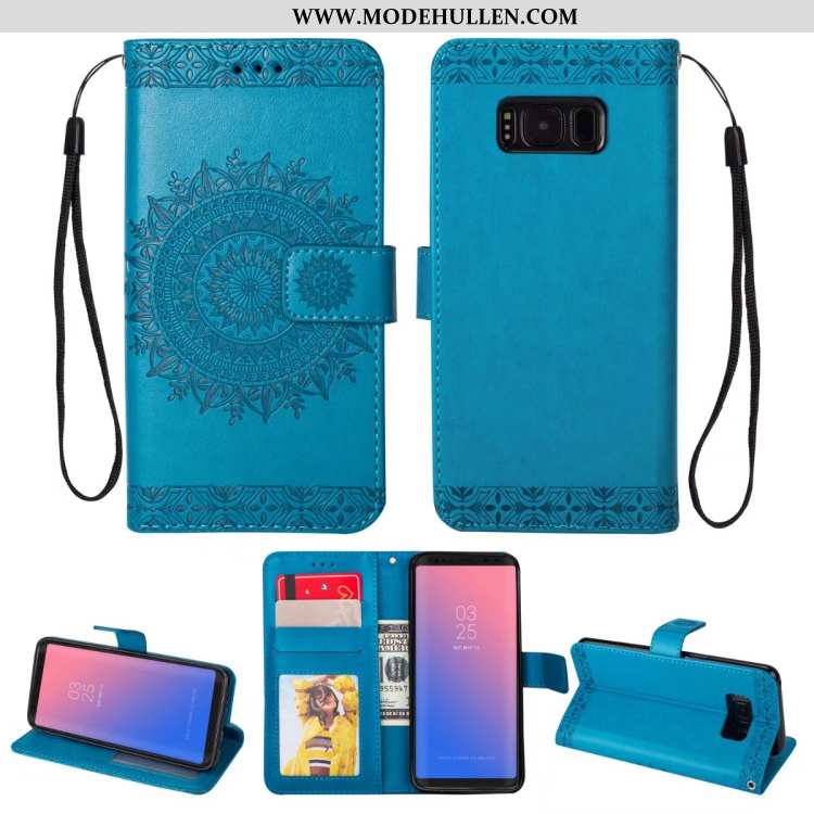 Hülle Samsung Galaxy S8 Weiche Schutz Sterne Lederhülle Blau Handy Folio