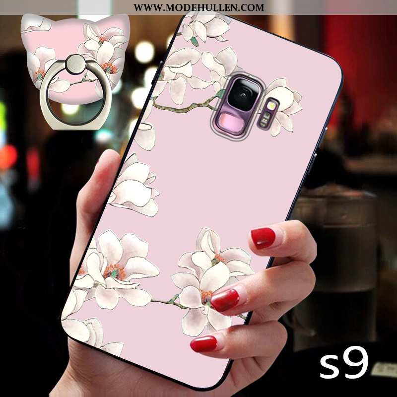 Hülle Samsung Galaxy S9 Dünne Silikon Blumen Case Anti-sturz Handy Kreativ Rosa