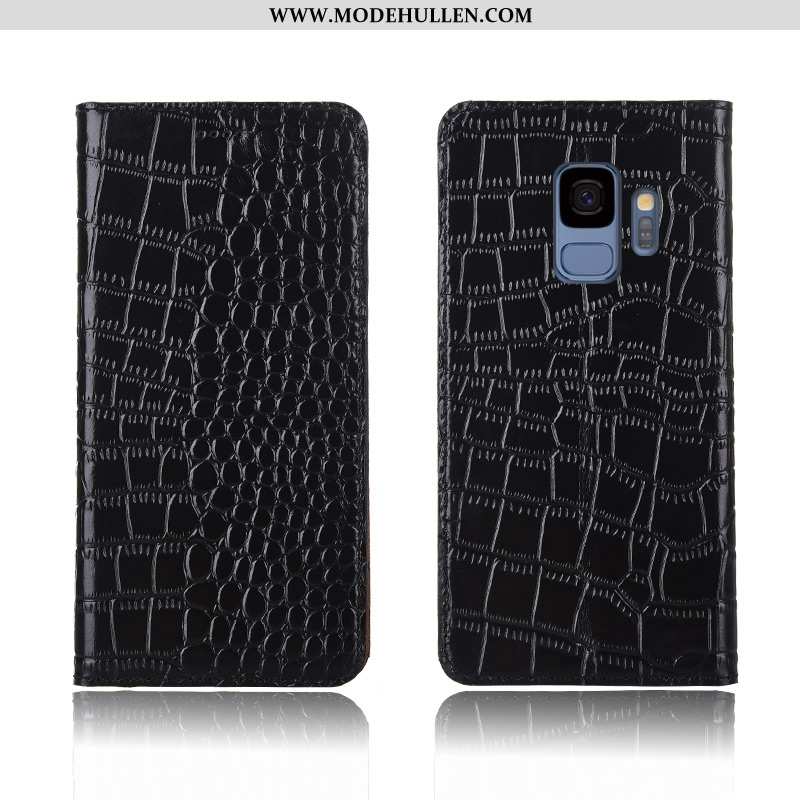 Hülle Samsung Galaxy S9 Echt Leder Weiche Case Neu Krokodilmuster Clamshell Schutz Braun