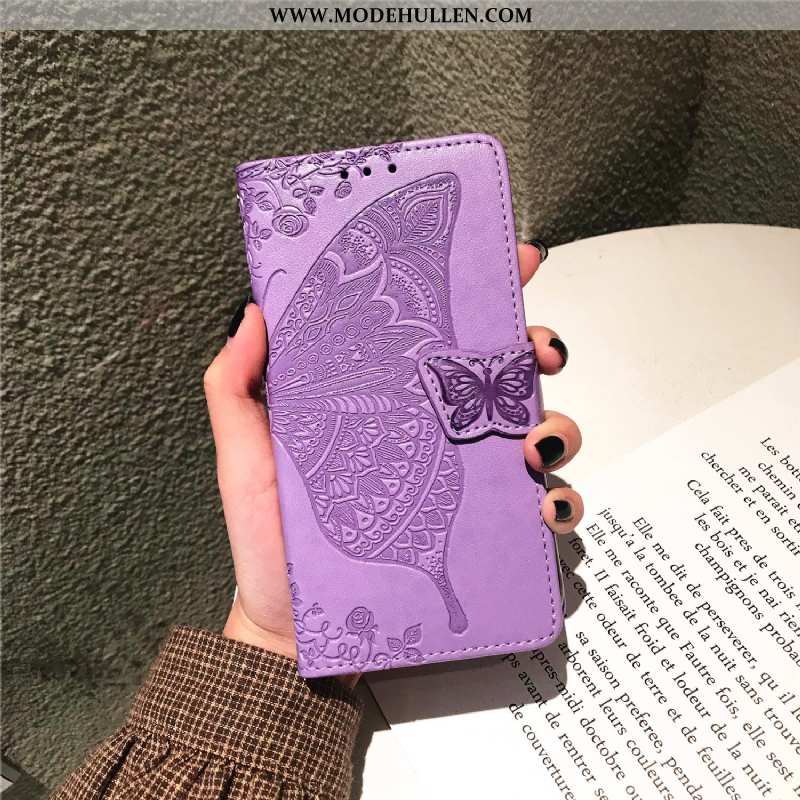 Hülle Samsung Galaxy S9 Lederhülle Schutz Clamshell Lila Blumen Case